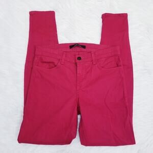 J Brand Red Burn Ankle Crop zippers Slim Skinny